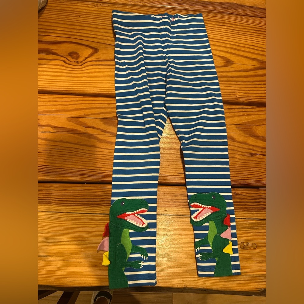 Boden Blue and White Striped Leggings